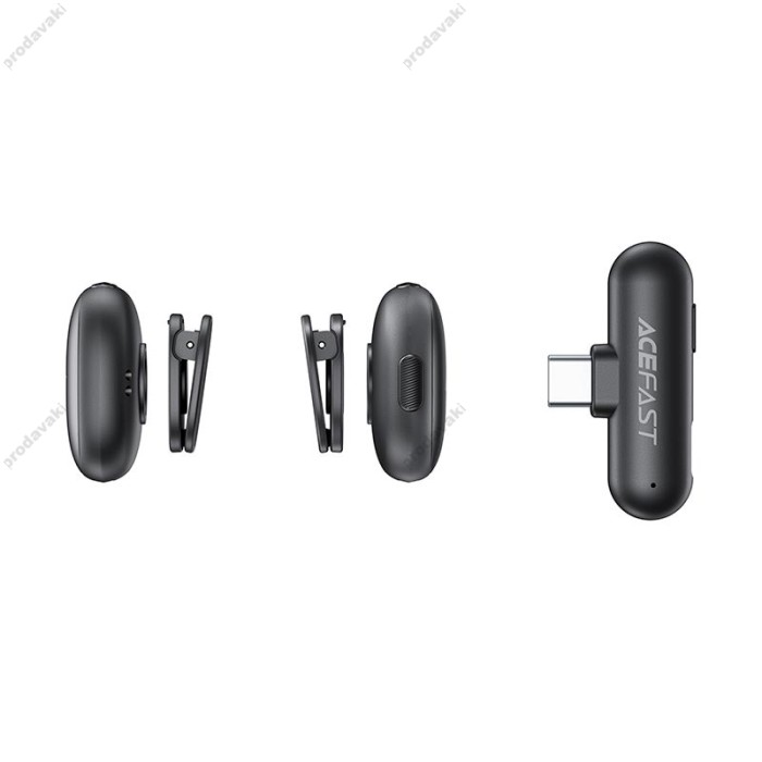Бездротовий мікрофон ACEFAST R1 wireless lavalier microphones AI Type-C 2 мікрофона Black
